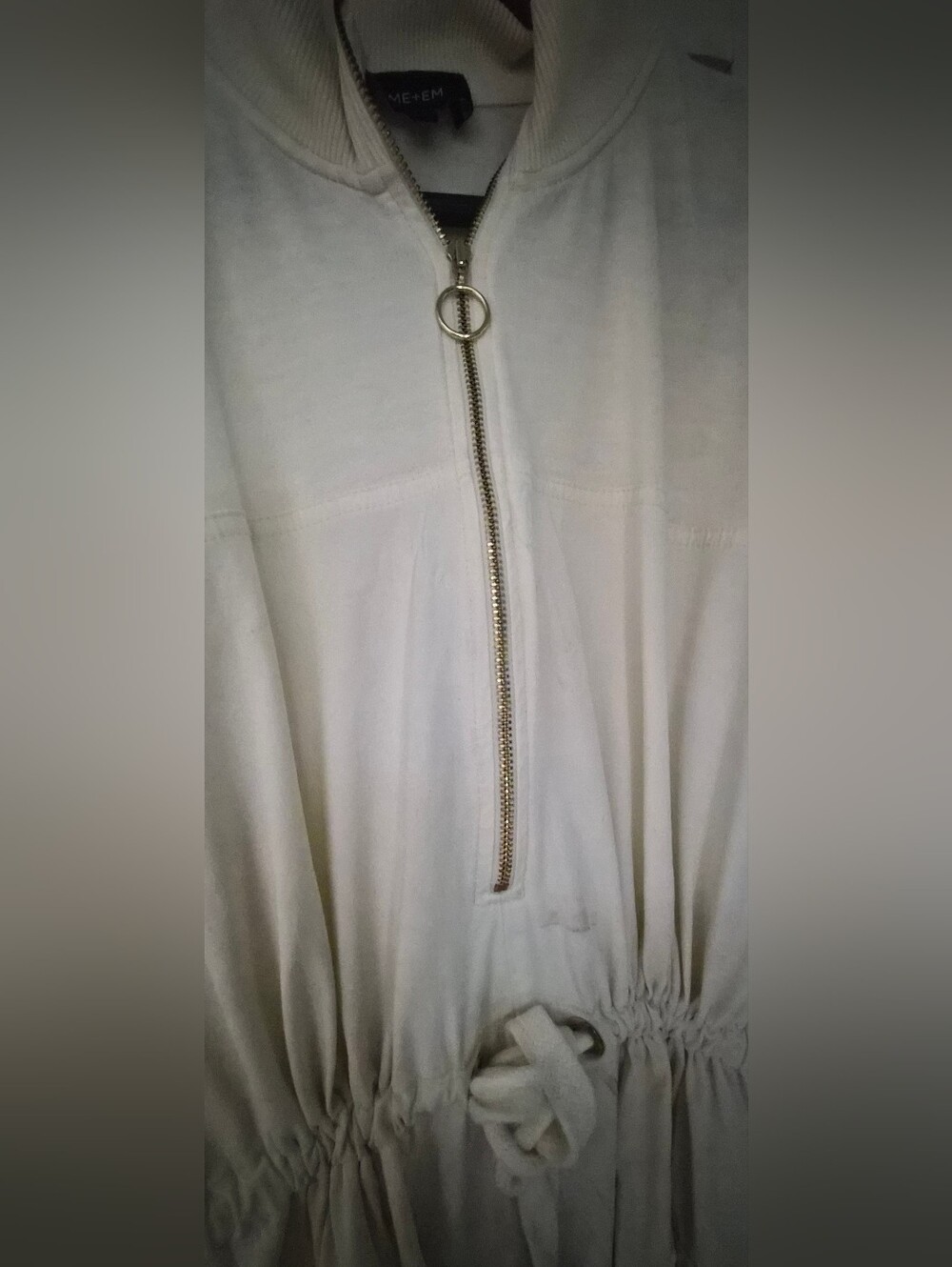 ME+EM Ivory Utility Midi Dress Drawstring Waist Zip Front UK 16 - Picture 4 of 5